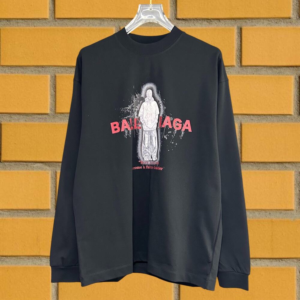 Balenciaga Men's Classic Black Long-Sleeve Shirt